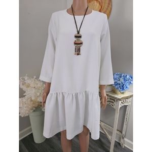 Avon & Lane White Drop Waist Peplum  Swingy Dress